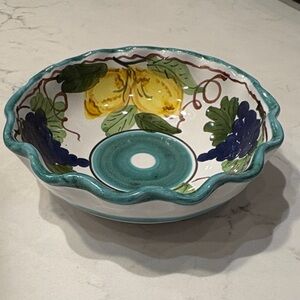 Hand Painted Dip a Mano Italian‎ Ceramic 4 1/2” Bowl